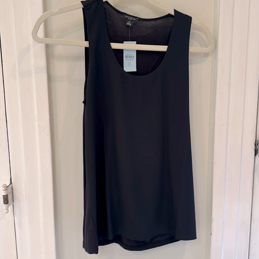 ANN TAYLOR Black Drape Tank (XSP) NWT